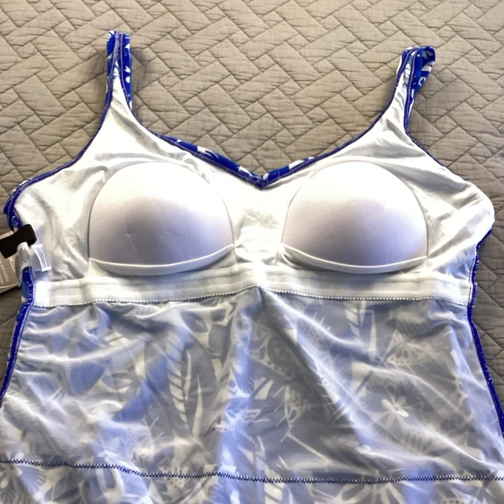 Maxine of Hollywood NWT Blue and White Blueberry One Piece Swimsuit Sz 20W